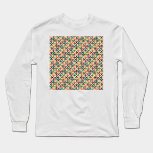 Geometric Flower Petal Pattern (Rasta Colours) Long Sleeve T-Shirt